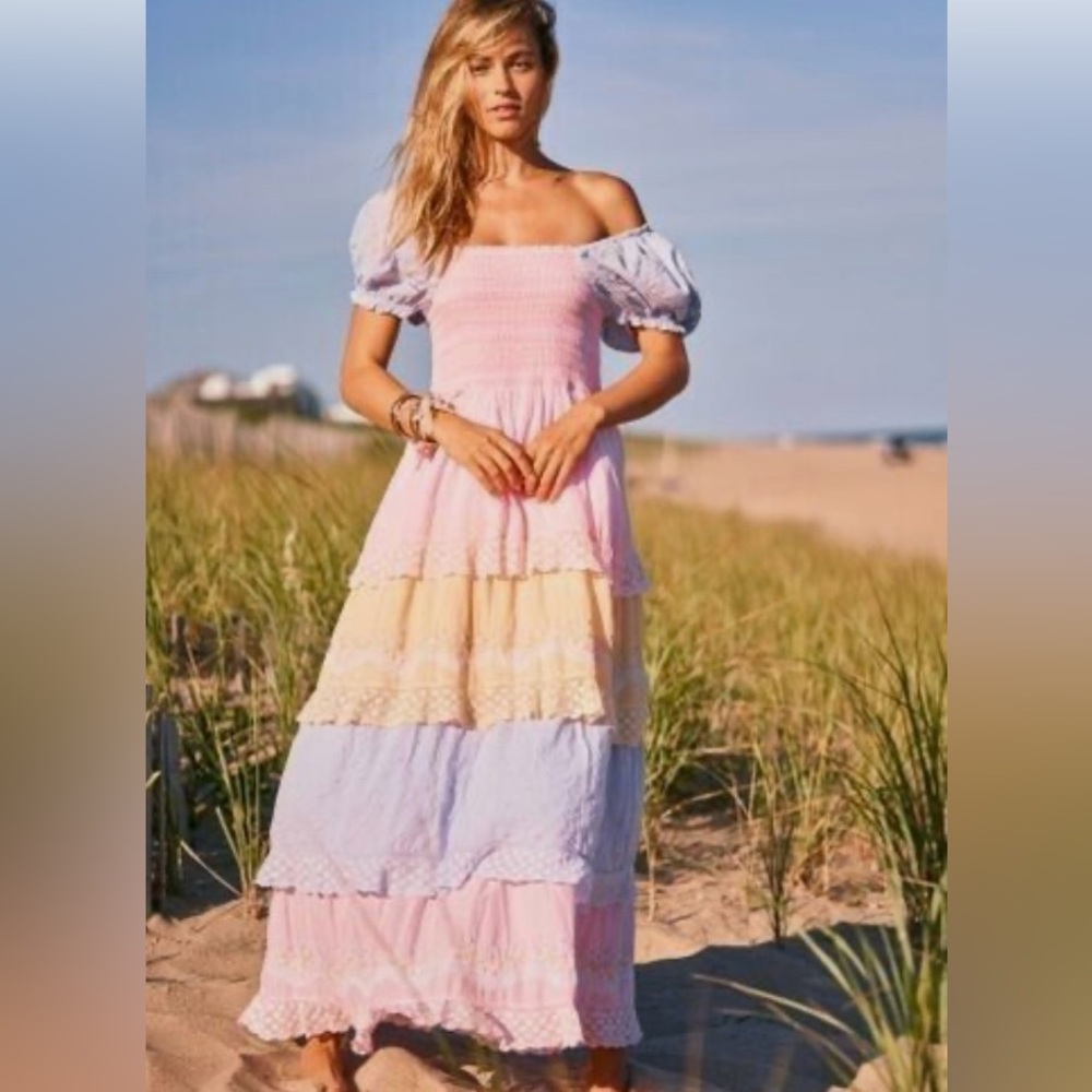 Loveshackfancy pastel maxi dress. Excellent condition